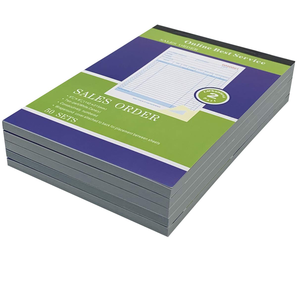 10 Pack Large Sales Order Book Receipt Invoice Duplicate Carbonless 50 Sets 5.5" X 8"5