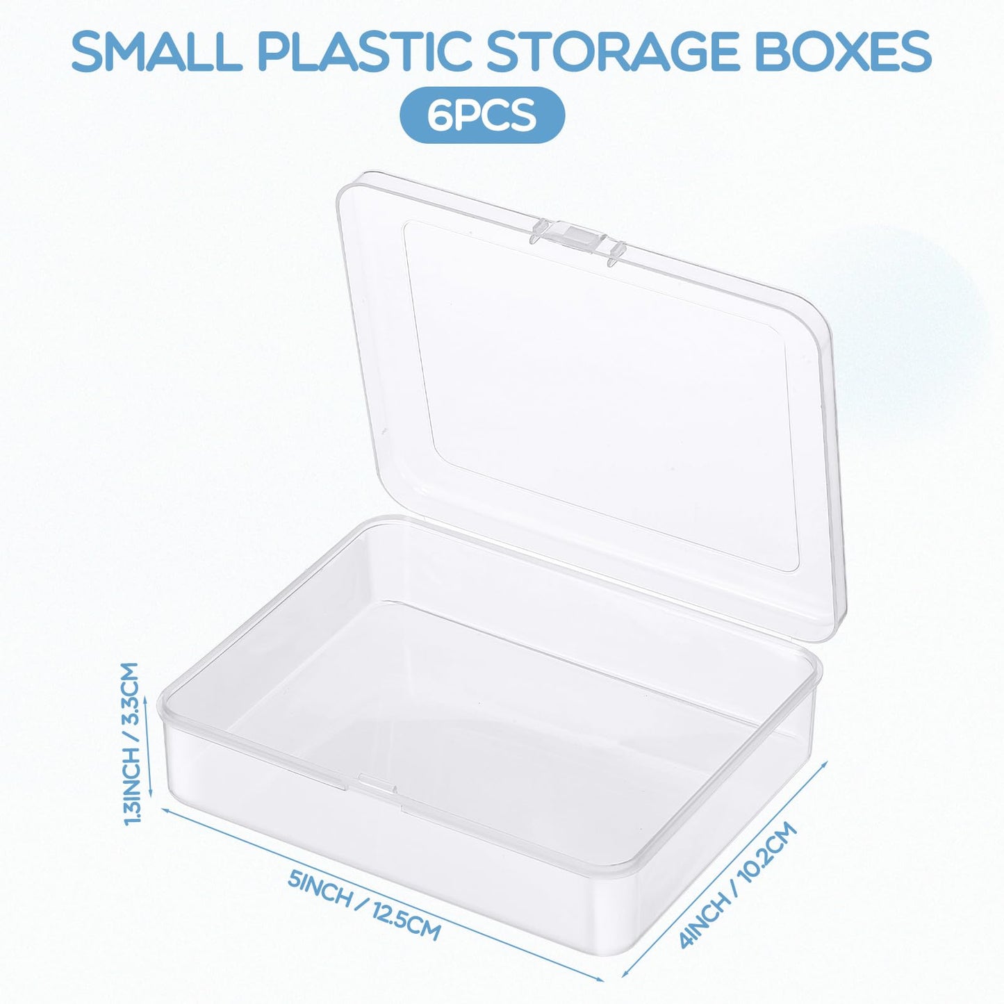 Jetec 6 Pieces Mini Plastic Clear Beads Storage Containers Box for Collecting Small Items, Beads, Jewelry, Business Cards, Game Pieces, Crafts (5 x 4 x 1.3 Inch)