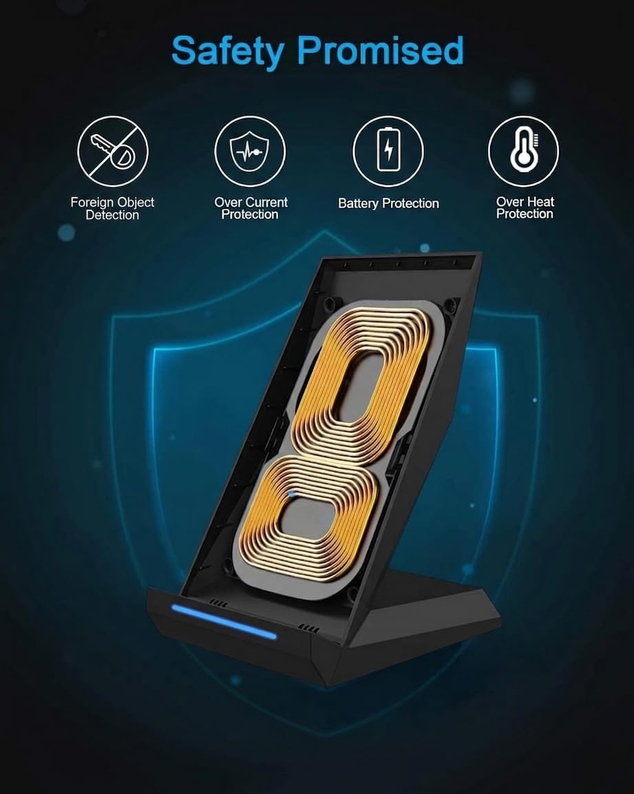 Fast Wireless Charging Stand, Equipped with PD 30W Adapter, High Speed Universal Charger with Extra USB-A Port Compatible with iPhone 17/16/15/14/13/12/11, for Samsung Galaxy S26/S25/S24/S23/S22