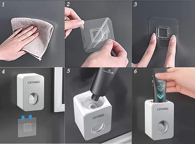 Toothpaste Dispenser, 2 PCS Automatic Toothpaste Squeezer Dispenser for Kids & Family Shower, is Wall Mount Bathroom Accessories with Super Sticky Suction Pad. (Grey-Grey)