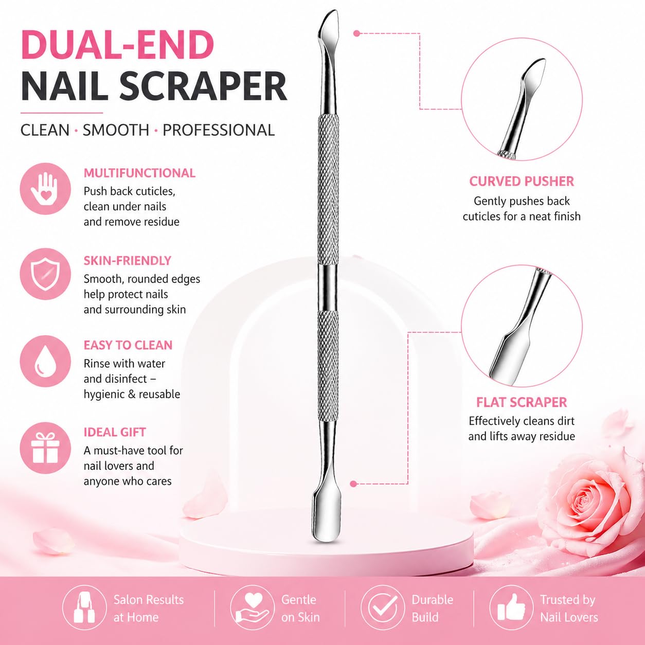 Professional Cuticle Trimmer Set – Includes Cuticle Nippers & Pusher, Stainless Steel Nippers for Manicure Pedicure, Nail Cuticle Clippers for Fingernails & Toenails, Perfect for Salon & Home Use