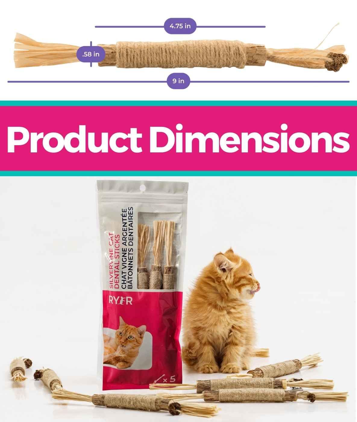 RYERCAT Silvervine Sticks for Cats - 100% Natural Cat Chew Toy for Aggressive Chewers and Kitten Teething - Pet Friendly, Smooth Finish, Irresistible Taste and Smell (5 Pack)
