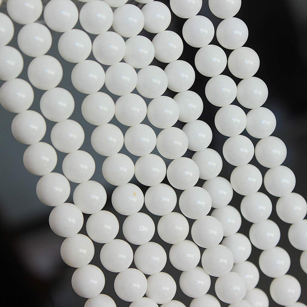 MJDCB 7A Natural Deep Sea White Shells Round Stone Beads for Jewelry Making DIY Bracelet Necklace (10mm)