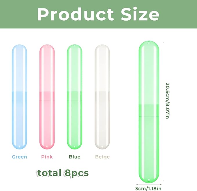 8 PCS Toothbrush Travel Case, Plastic Toothbrushes Covers Portable Tooth Brush Holder for Travel Toothbrush Holder Toothbrushes Container Protector Tooth Brush Case for Trip Camping Home Business