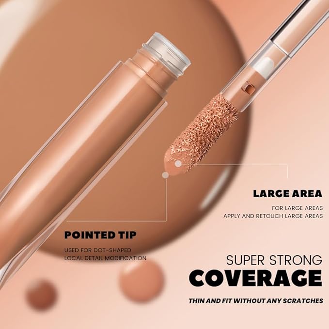Kaely Liquid Concealer for Older Women, Under Eye Brightener Full Coverage Concealer for Dark Circles, Color Correcting Foundation Face Makeup Waterproof, Vegan & Cruelty-Free, 03 Medium Natural