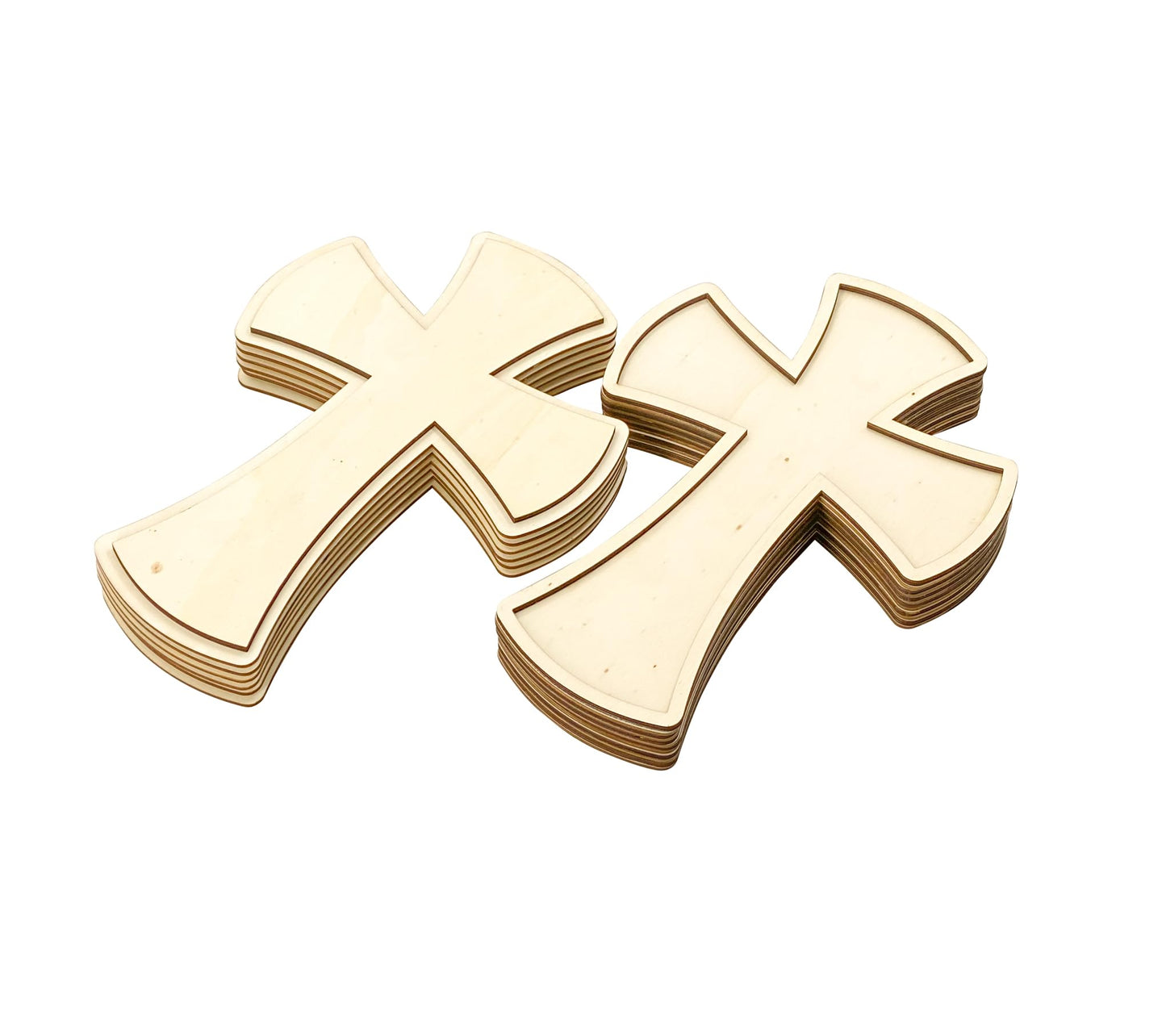 12 Pack 12 Inch Wooden Unfinished Cross Dome Shaped Blank Wood Layered Framed Cross for DIY Crafts