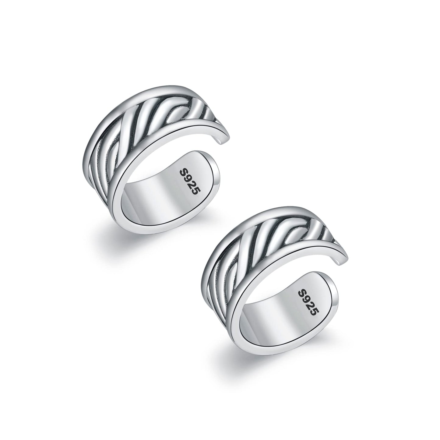 Thick Ear Cuffs 925 Sterling Silver Oxidised Ear Cuffs Set Non Piercing Conch Clip on Earrings for Women