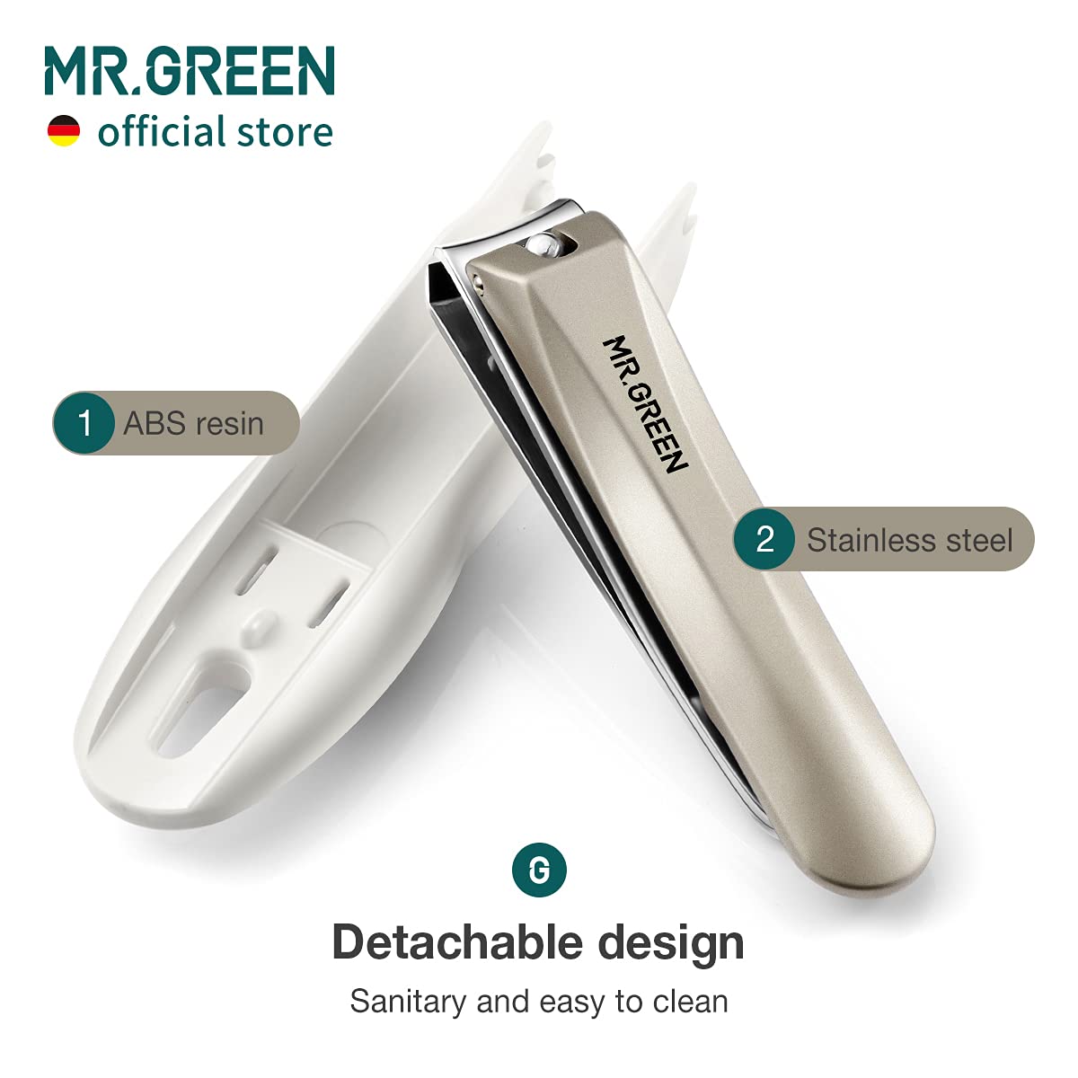 MR.GREEN Nail Clippers Anti Splash Fingernail Cutter Stainless Steel Manicure Tools Nail Scissors Detachable Design Nail Trimmer (Large)