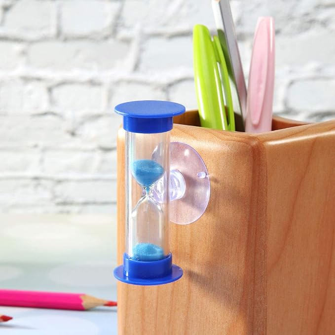 2Pcs Blue Sand Timer for Kids,Blue Toothbrush Timer for Kids 2mins Sand Clock Timer,Plastic Suction Cup Hourglass Sandglass Desktop Ornament Party Favors Thermometers and Timers