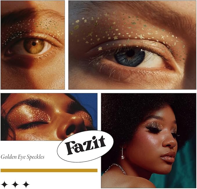 Fazit Makeup Patches - Golden Eye Speckles - Glow Up Make-Up Patches - Cute Glitter Makeup Accessories for Women - Cosmetic Glitter for Face