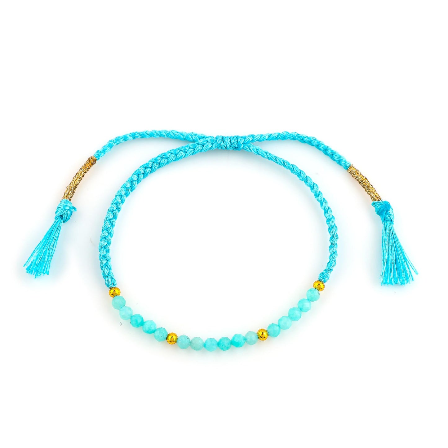 GEMSYMPHONY Amazonite Gemstone Beads Braided Bracelet – 3.5mm Natural Stone Beads, Handmade Adjustable Braided Rope Bracelet, Healing Crystal Jewelry for Men & Women, Unisex Boho Gift (Amazonite)