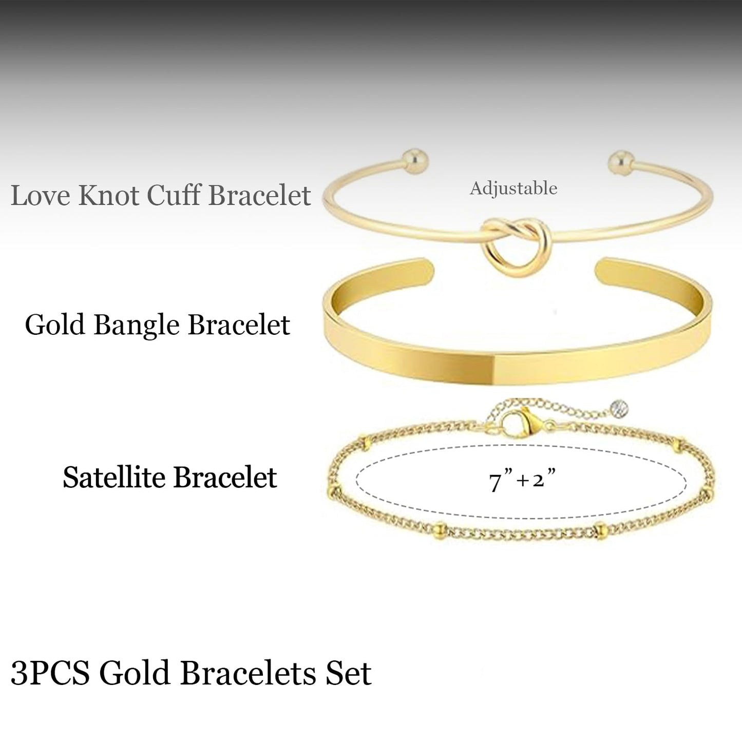 HERIER Gold Bangle Bracelets Stack for Women Trendy 14K Gold Plated Satellite Chain Bracelets Set Jewelry for Women Non Tarnish