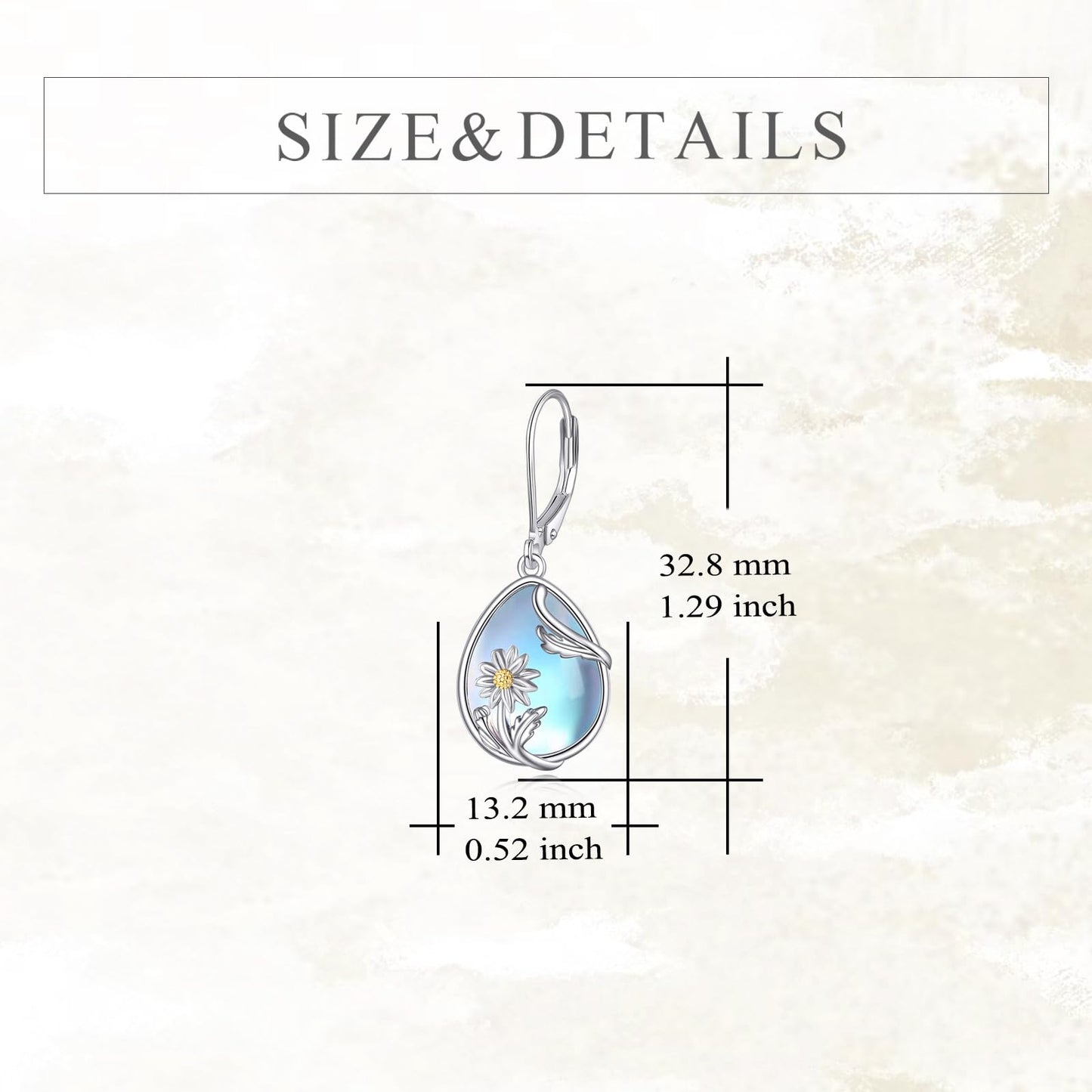 YFN Daisy Flower Moonstone Earrings 925 Sterling Silver Flower Moonstone Drop Leverback Earrings Jewelry