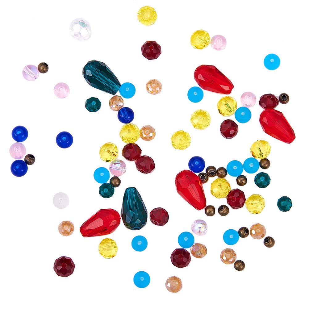 SUNNYCLUE 1 Box DIY 10 Pairs Chandelier Bohemian Earring Making Kit Earring Connector Feather Charms for Jewelry Making Kit Faceted Glass Beads Dream Catcher Links Leaf Assorted Bead Instruction