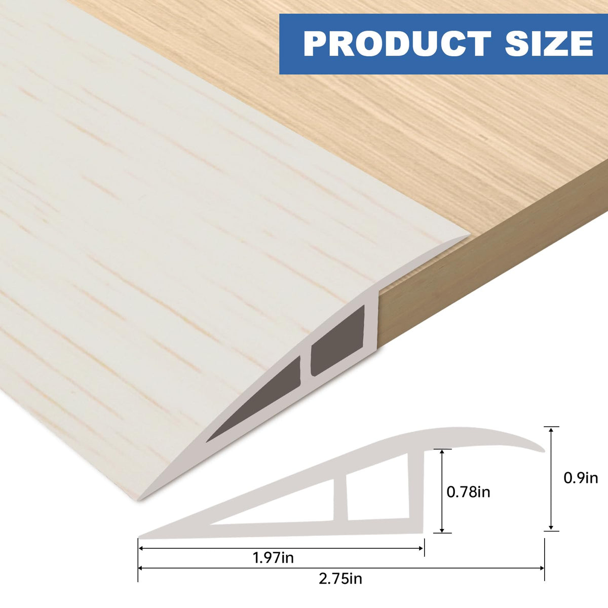 Vinyl Floor Transition Strip Self Adhesive Door Threshold Strip (6.6 Foot)
