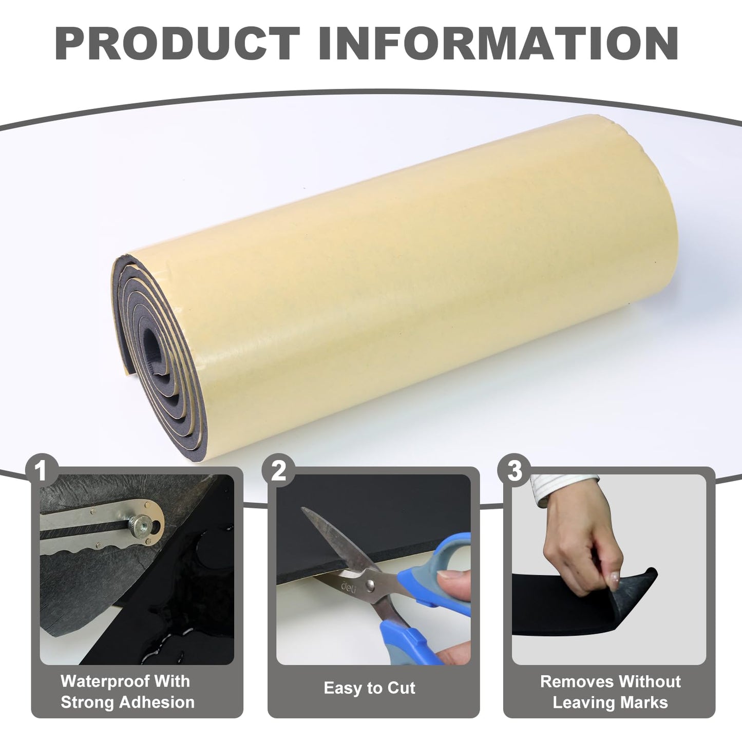 Storystore Foam Rubber Sheet with Adhesive, 12 x 59 x 1/4 Inch Closed Cell Insulation Neoprene Foam Sheet, Multi-Function Soundproof Weatherproof Foam Padding