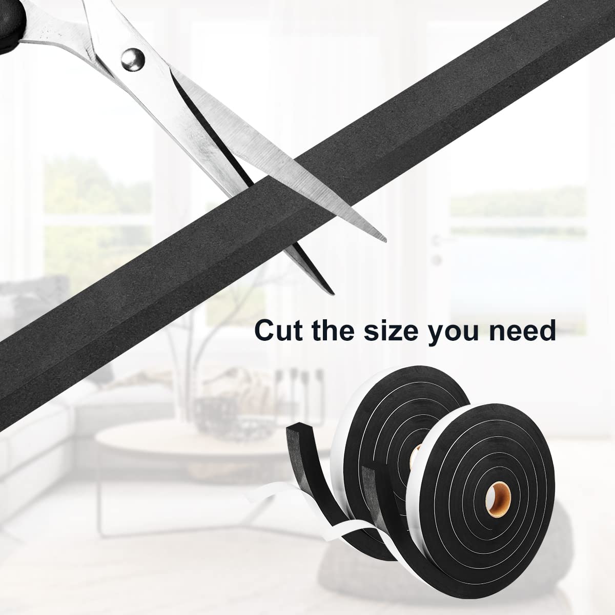 2 Rolls Foam Tape Weather Stripping Door Seal (64 Foot)