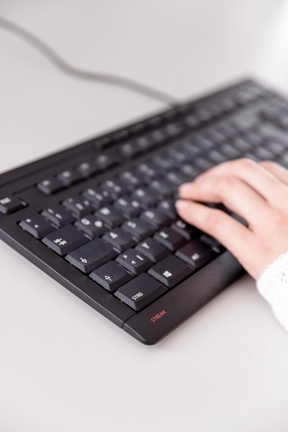 Cherry Stream Keyboard TKL Wired USB Keyboard TenKeyLess Compact Version Without Number Pad. Super Silent Keystroke. Ideal for Office and Industrial Use. White