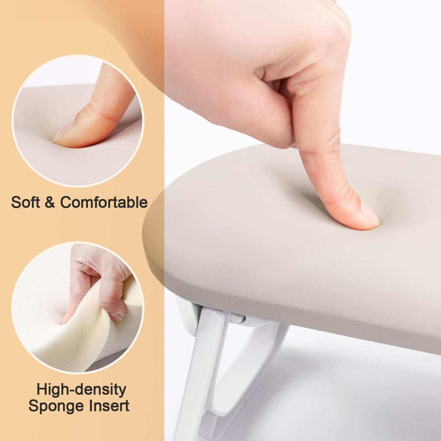 Subay Nail Art Table Mat Nail Arm Rest(Nail Hand Rest *1 & Nail Mat *1), Foldable PU Leather Nail Hand Rest for Acrylic Nails Cushion Hand Holder