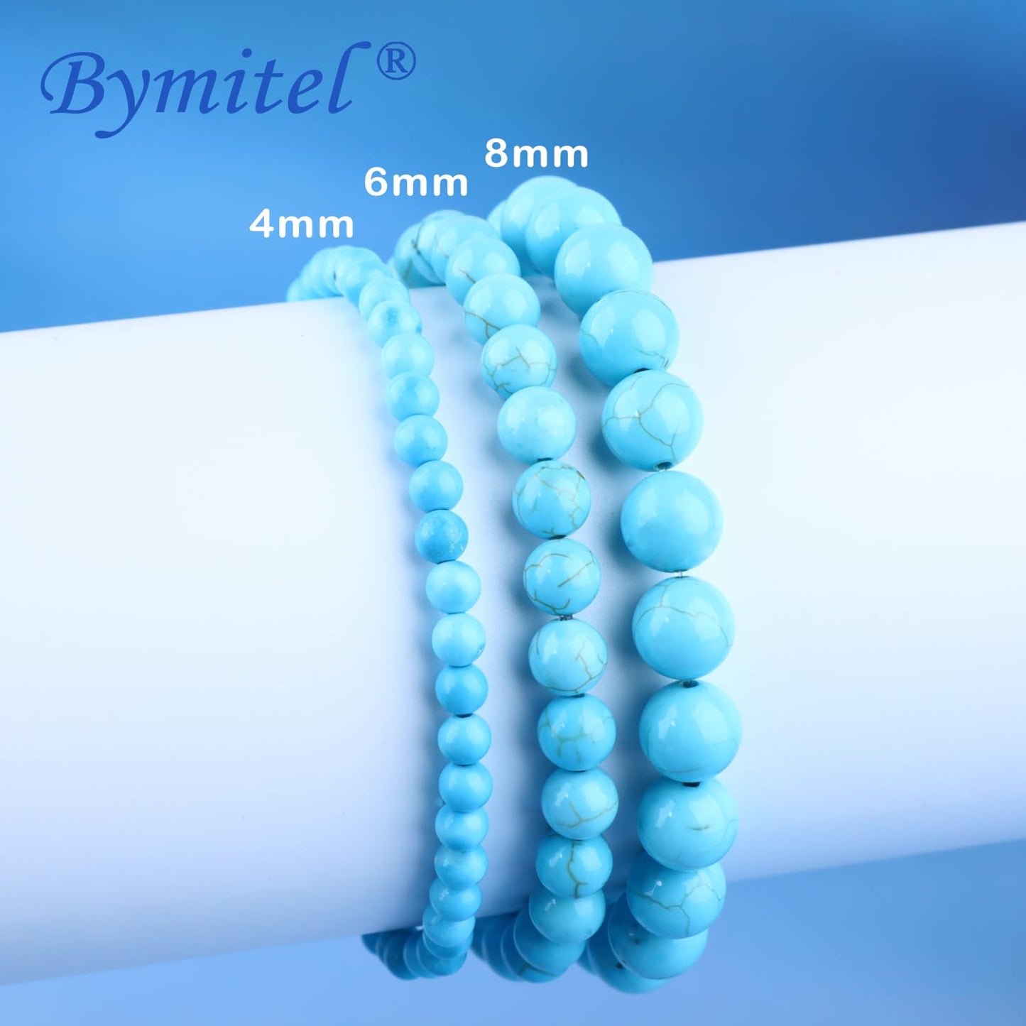 Bymitel 4mm Blue Turquoise - Handmade Reiki Gemstone Stretch Bracelet, Natural Beauty & Spiritual Essence, Crystal Healing for Unisex Adults