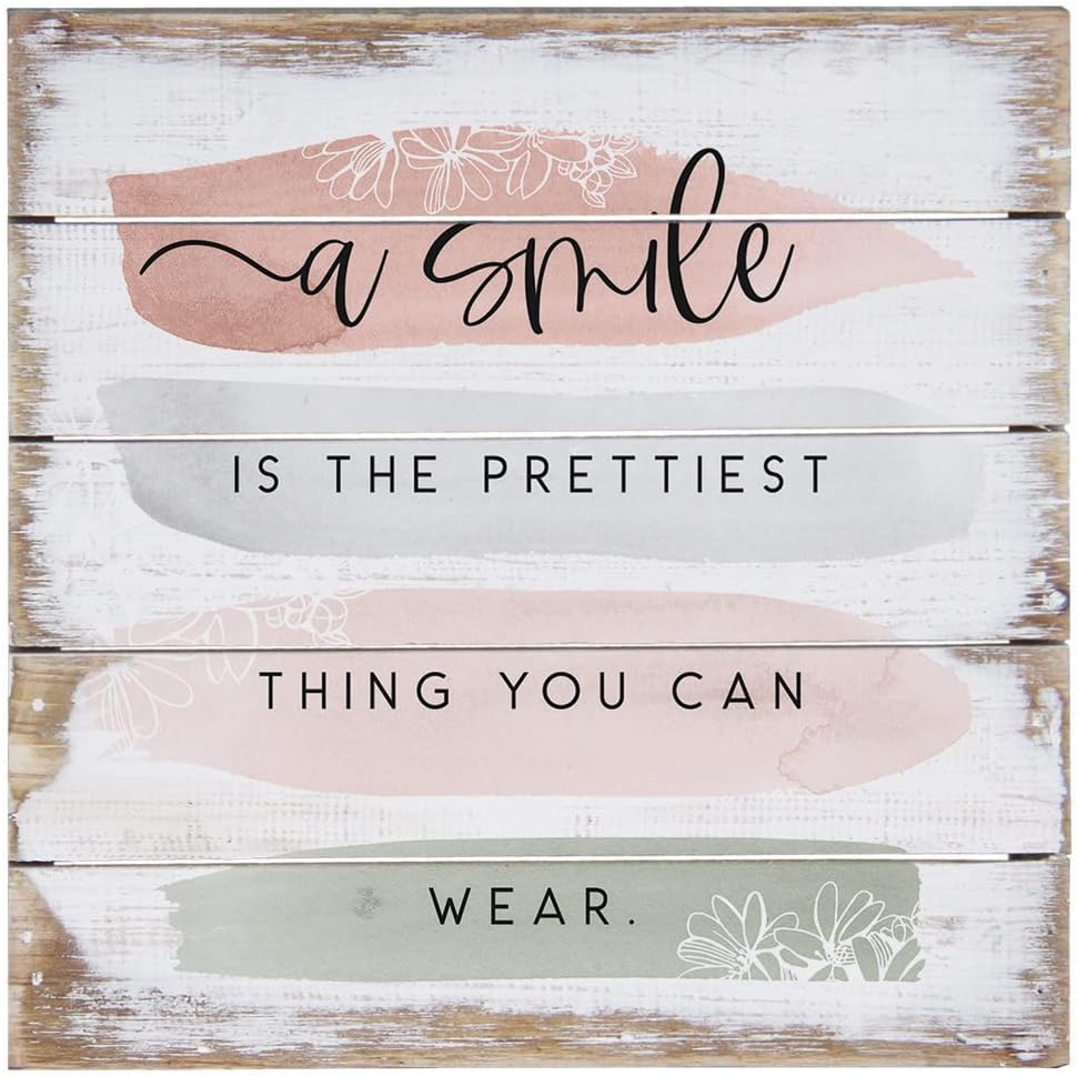 Simply Said, INC Perfect Pallet Petites 8" Rustic Wood Sign - A Smile is the Prettiest Thing You Can Wear - PET22008
