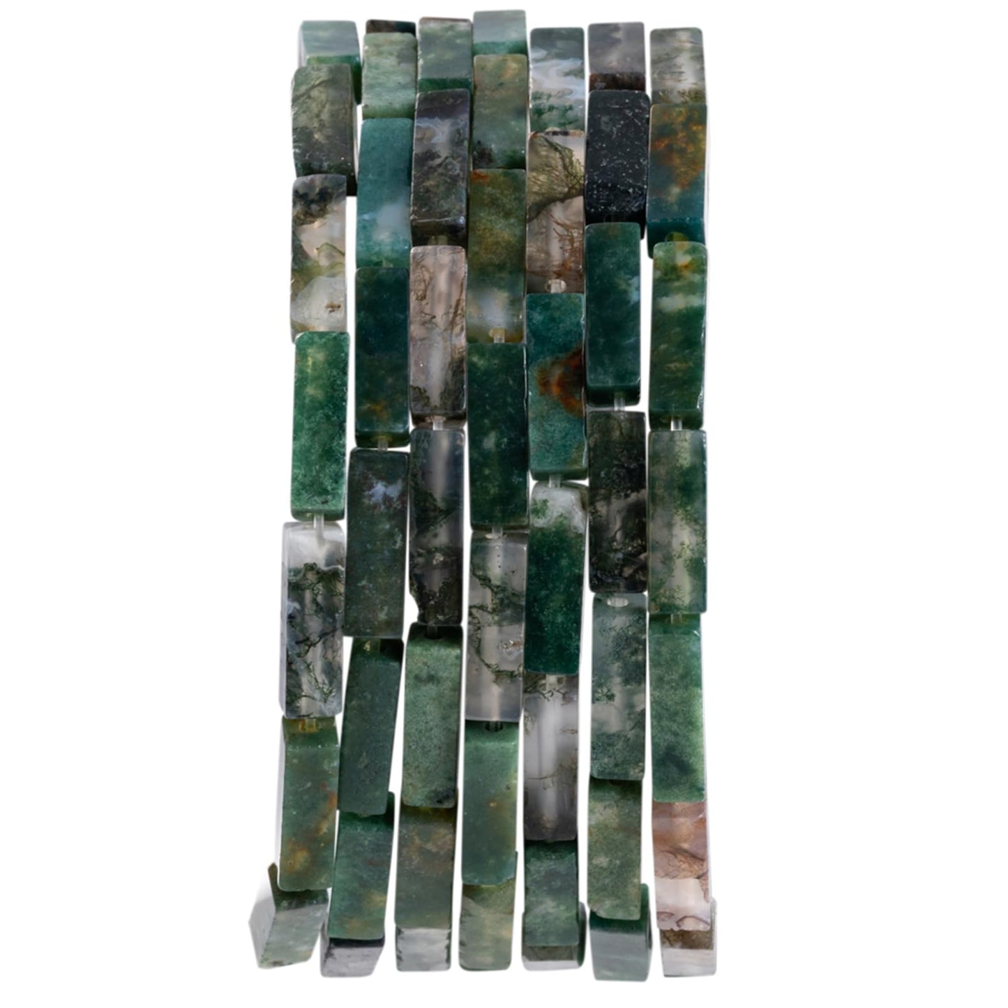 Natural Moss Agate Rectangle Tube Beads 4x13mm 38cm/str Loose Semi Gemstone Stone Beads for Making Bracelets Necklace Earrings