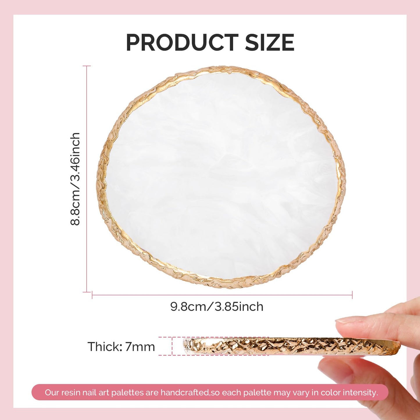 MelodySusie 1PC Round Shape Resin Nail Art Palette and 5Pcs Nail Art Liner Brushes with Nail Brush Holder
