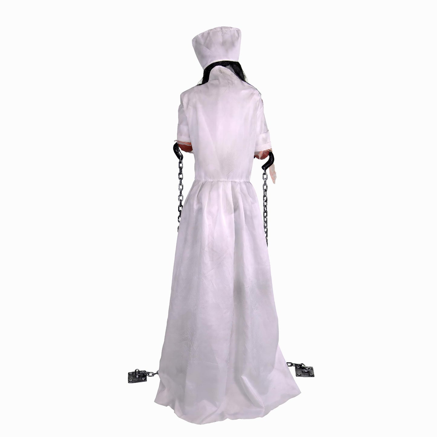 Haunted Hill Farm Life-Size 5.2-Ft Animatronic Convulsing Nurse by Tekky Halloween Decoration with Motion-Activated Sounds