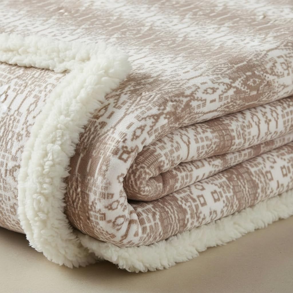 Eddie Bauer - Sherpa Throw Blanket for Couch 50x60 – Ultra Soft Reversible Fleece & Plush Sherpa Blanket, Warm Cozy Geometric Throw for Sofa, Bed, Living Room Decor