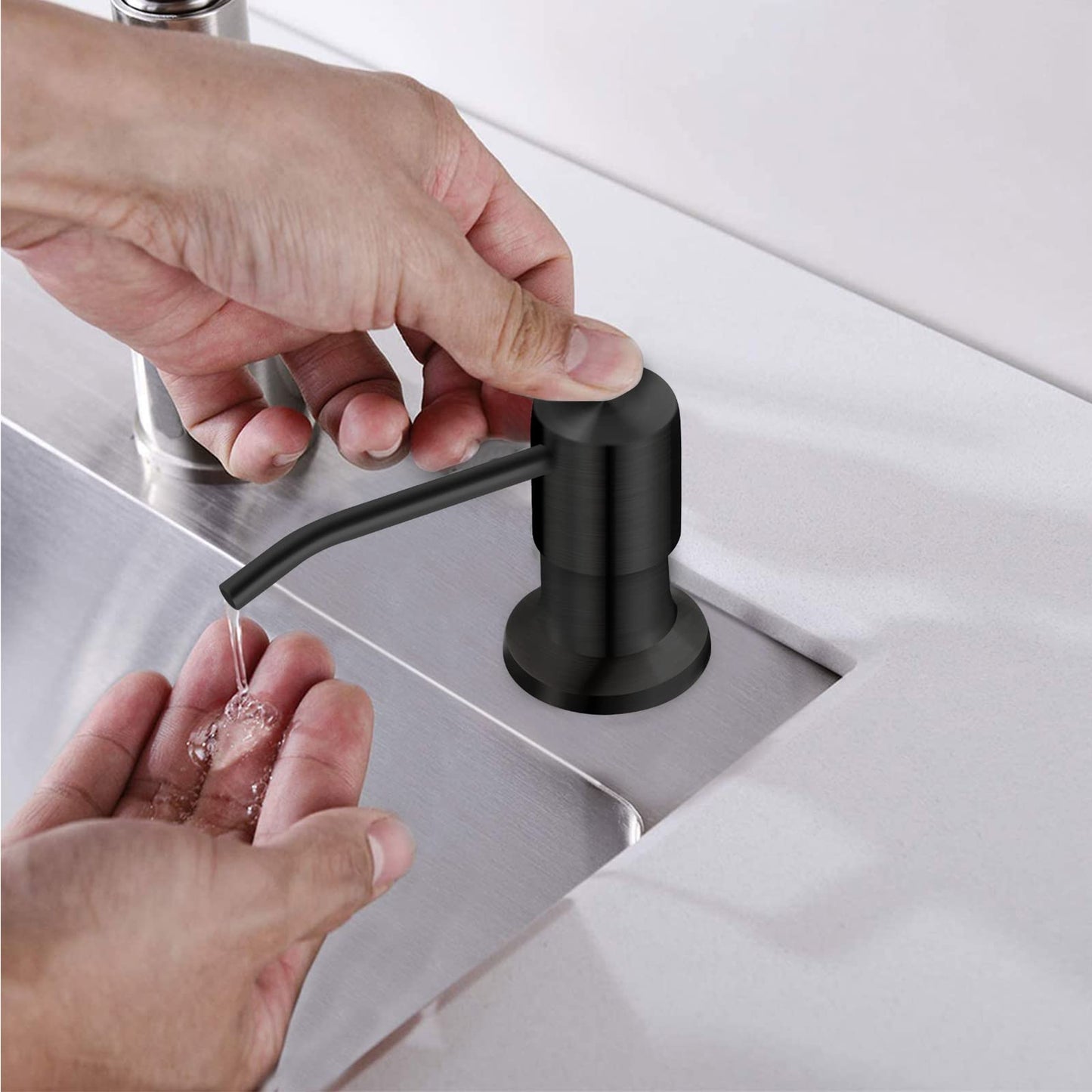 Soap Dispenser for Kitchen Sink, Kichen Sink SoapDispenser, 47" Extension Tube kit, Under Sink Soap Dispenser Pump, No Need More Refills, Good Suction Power, Black