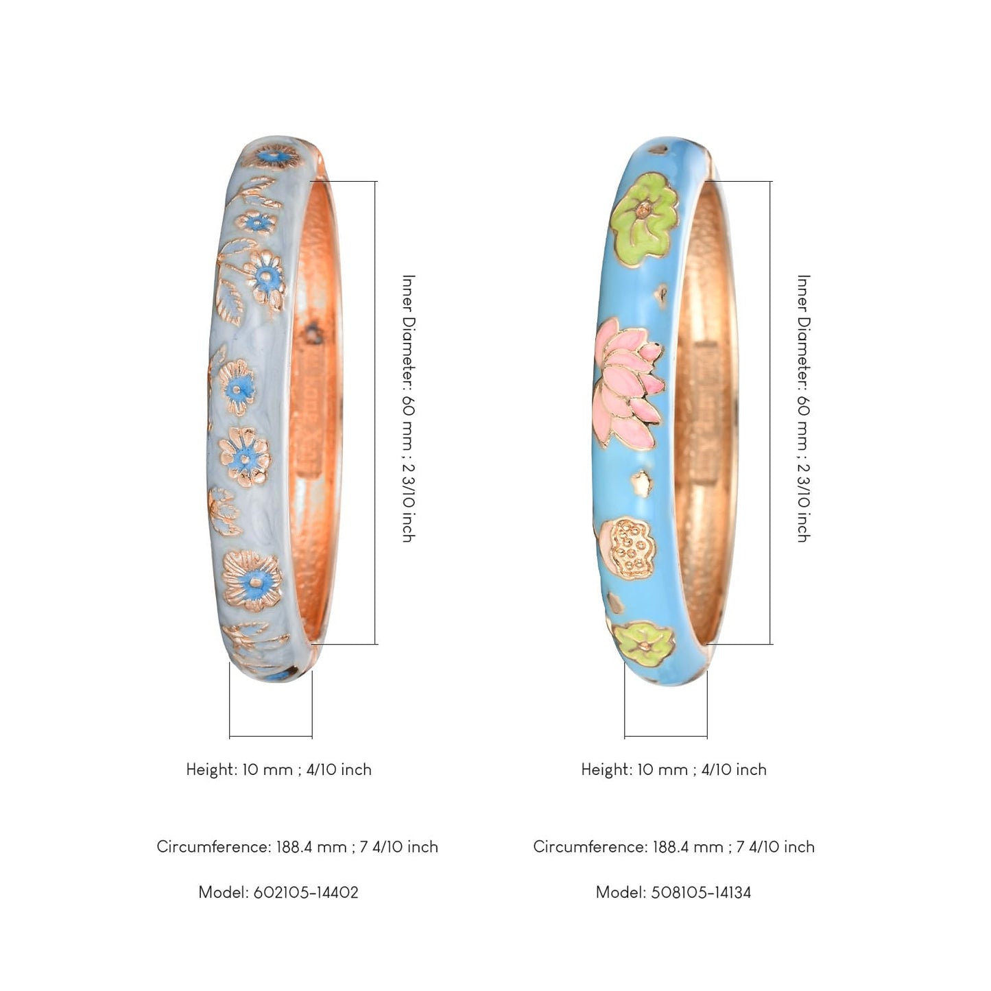 UJOY Gorgeous Bracelets Enameled Floral Cloisonne Gift Plated Cuff Bangles Jewelry Sets Box for Women 55A18-55A35 Blue
