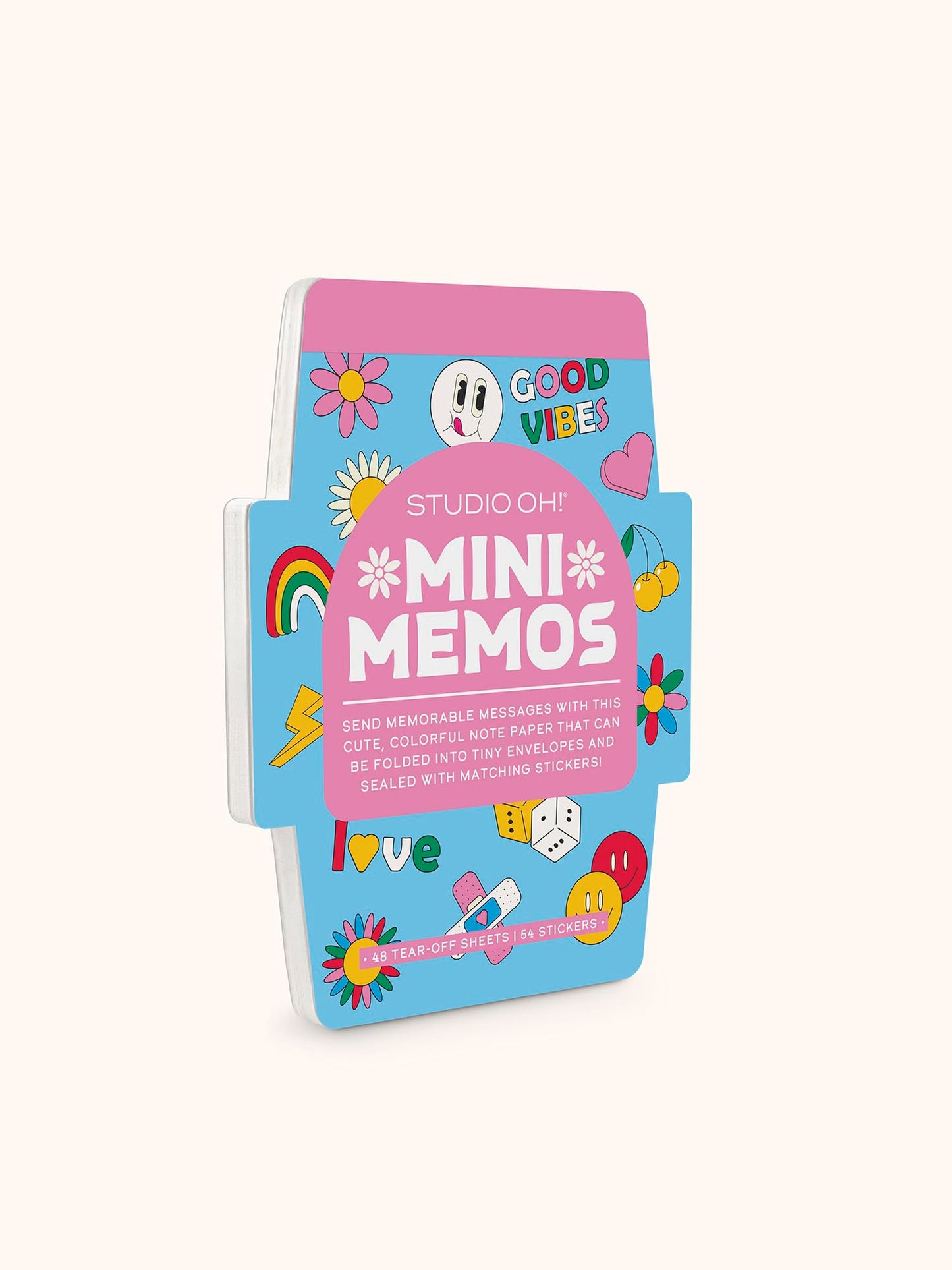 Studio Oh! Retro Vibes Mini Memos with Stickers - Cute Stationery Note Pads & Message Pads with 48 Tear-Off Sheets & 54 Sticker Seals - Notepads for To Do Lists, Love Notes & More - 4.25 x 5.5 In