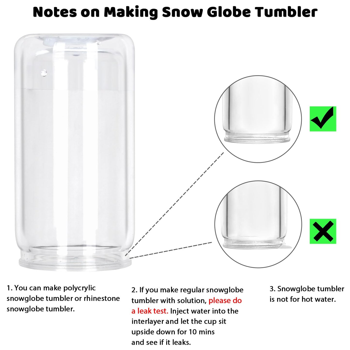 Tswofia 8 Pack Snow Globe Tumbler, 16 Oz Double Wall Plastic Can with Lid and Straw, Mason Jar Mug for Snow Globe Glitter DIY Gift (Clear)