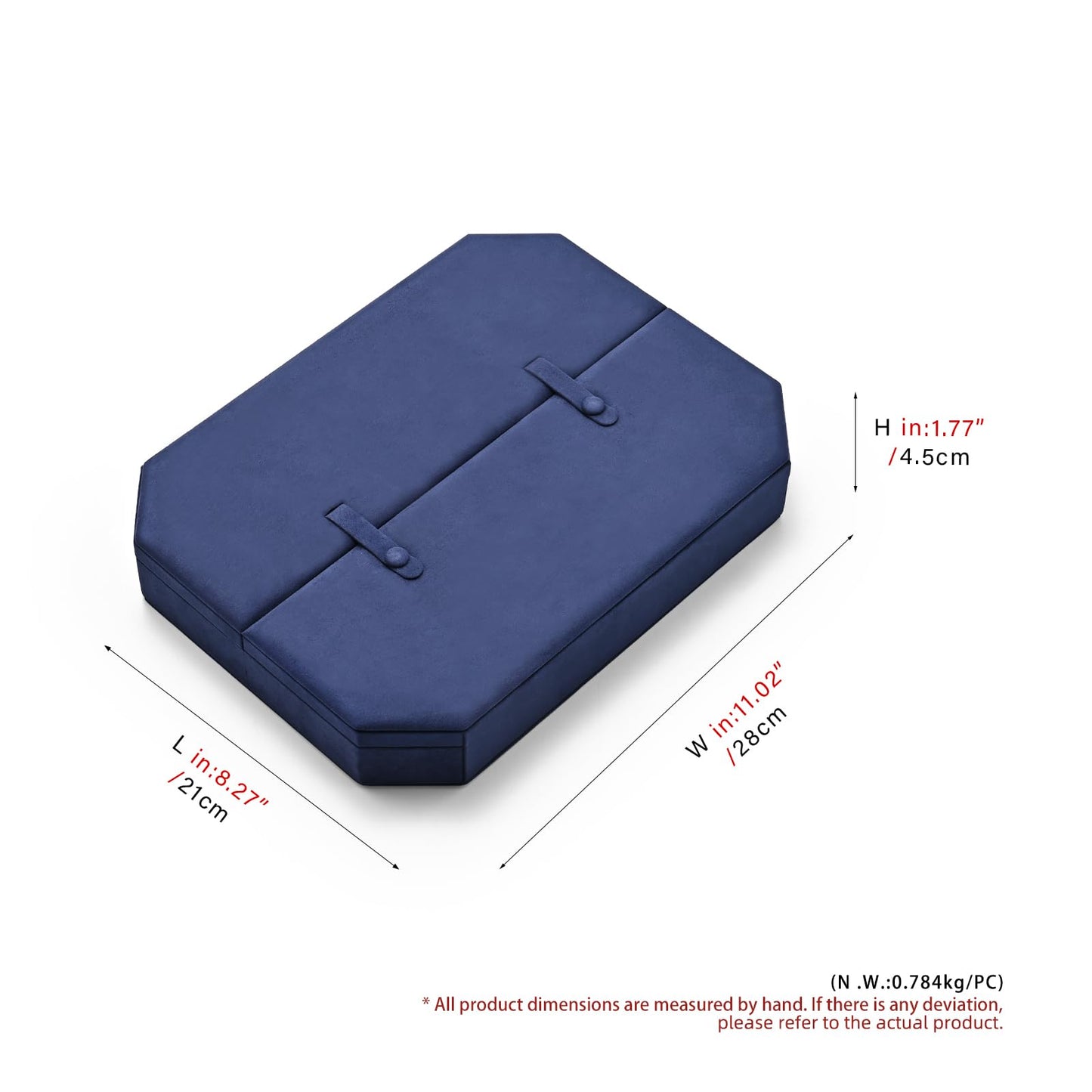 Oirlv Navy Blue Velvet Jewelry Set Storage Box, Luxury Organizer for Necklaces, Bracelets, Rings & Earrings, Elegant Gift Case