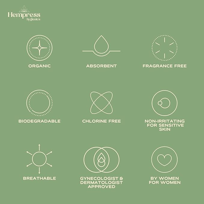 Hempress Panty Liners for Women, 80 Count, Feminine Care Organic Pads, Light Absorbency Comfortable Discreet Pantiliners, Cotton Menstrual Sanitary Napkins, Fragrance Free, Skin Friendly & Breathable