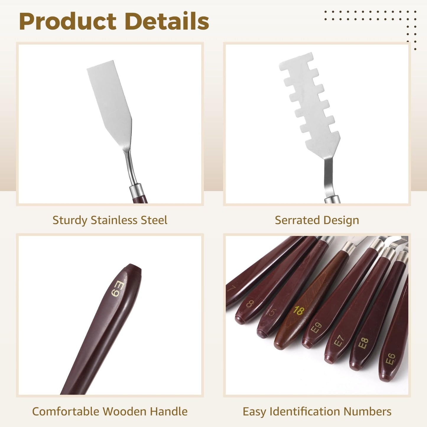 27 PCS Palette Knife Set, Palette Knives Spatula Set, Stainless Steel Palette Tool with Wooden Handle, Painting Spatulas for Color Mixing Texturing
