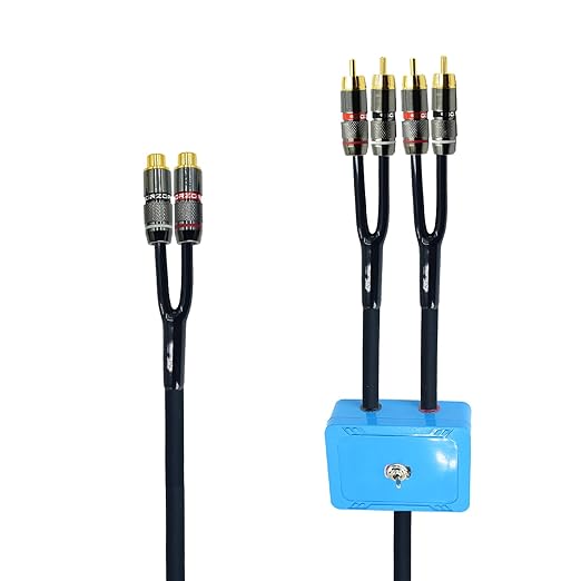 18ft Sound Channel swicher 2 Female to 4 Male RCA Switch Selector 2 in 1 Out R/L Stereo Audio 1 in 2 Out Stereo Audio Splitter with Mute Button No External Power Required CD Speaker DVD Player