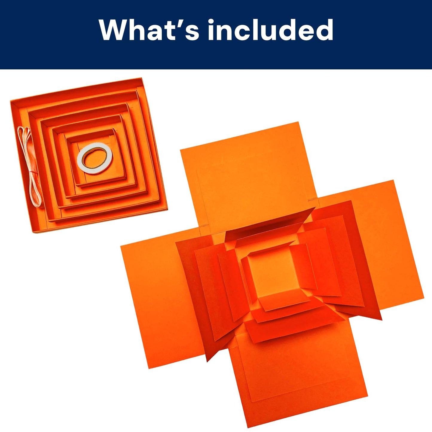 Hryan 5 Layer Gift Box, Multi Layered Explosion Photo DIY Box, Creative Surprise Picture Gift for Important Days and Holidays. (ORANGE)