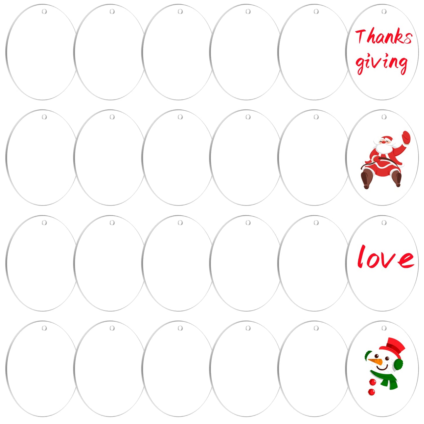 Vivacryl Clear Acrylic Ornaments Blank, 30 Pack Round Christmas Blanks, 4 Inch Diameter with Hole, Plastic Circles Disc for Holiday DIY Craft Decoration