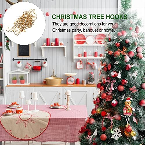 DOITOOL 40Pcs Christmas Tree Ornament Hooks Christmas Decoration Hanging Hooks Home Decor (Golden)
