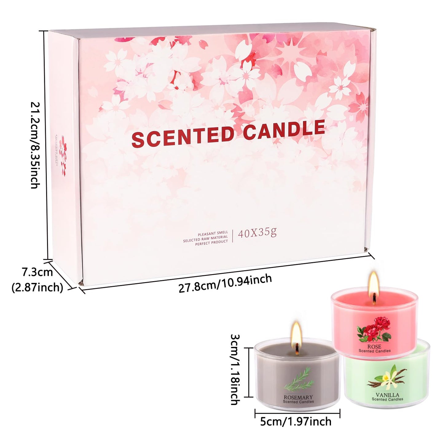 40 Scented Candle Set, 10 Fragrances, 35g Natural Soy Wax Candles with Smokeless Cotton Wicks, Ideal for Home Decor, Yoga, Meditation, Spa & Gifting.