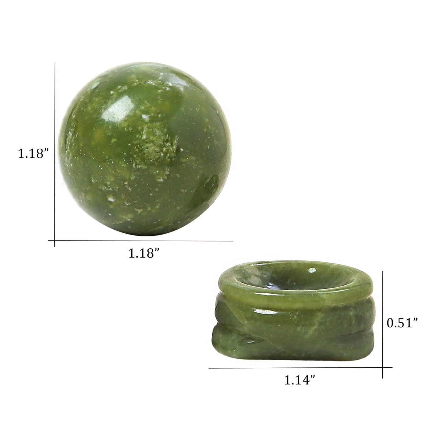 Casaper Natural Green Jade Ball with Stone Stand, Healing Crystal Sphere for Home Fengshui Yoga Meditation, Reiki Energy Balancing 1.18”(30mm)
