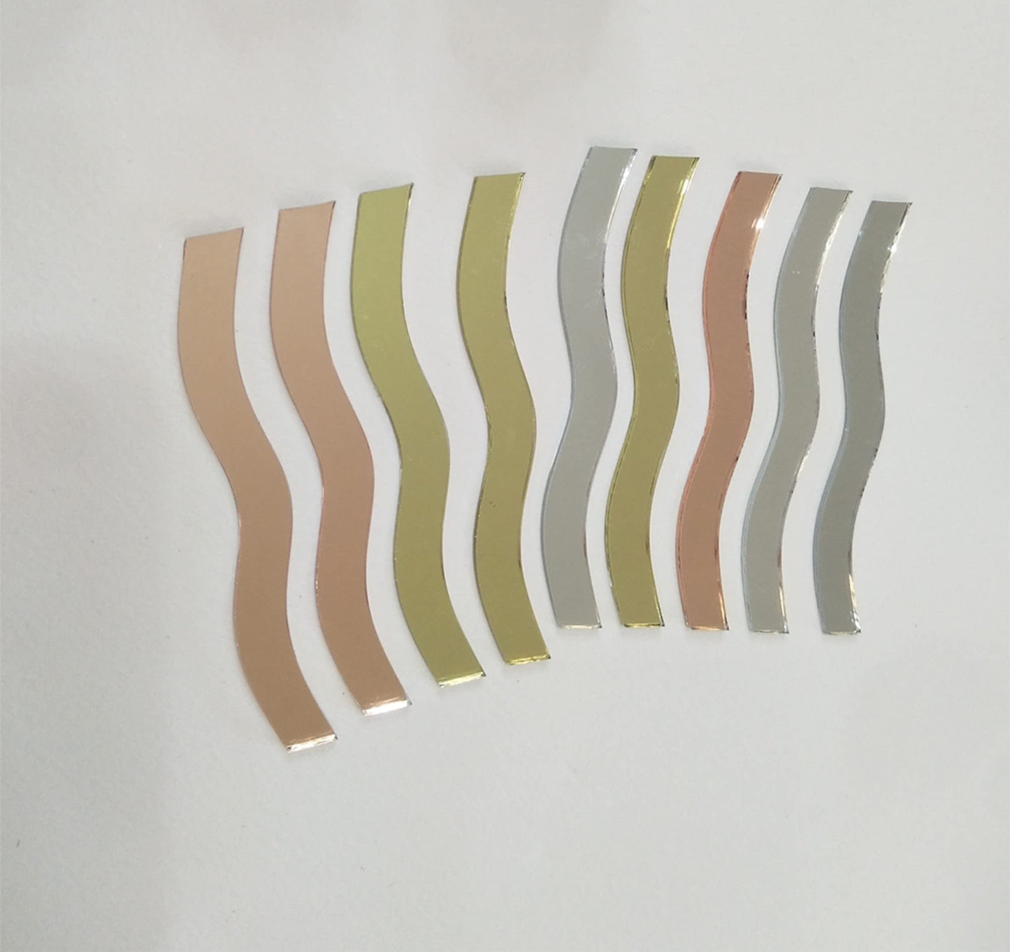 100pcs of 3’’ Wave Glass Mirror Mosaic,Wavy Rectangle Mirror Mosaic Tile for Art Craft Projects (Silver Mirror)