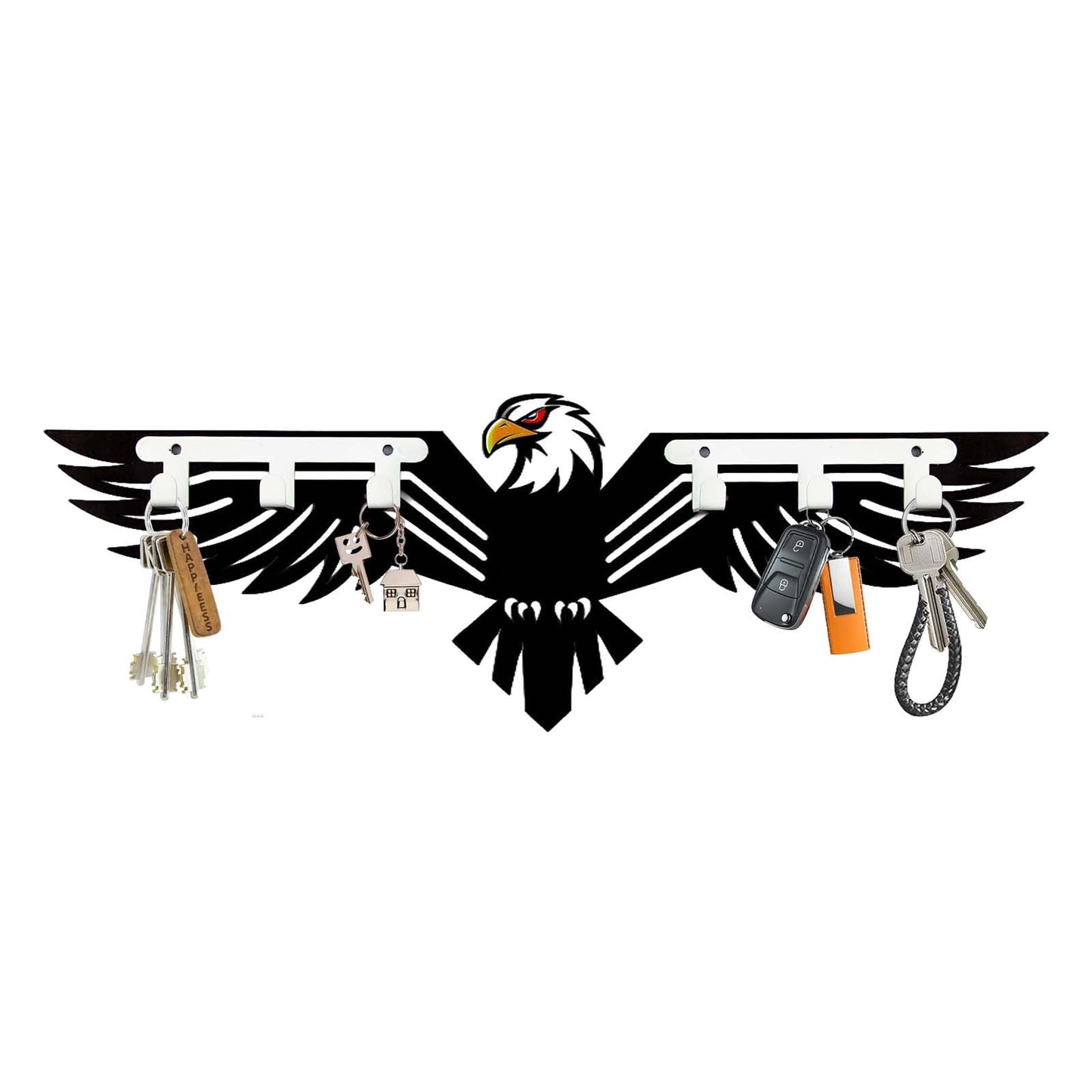 Eagle Key Holder Wall Mount - Metal Eagle Key Holder for Wall Animal Theme Hooks Hangers Key Rack Organizer Walls Art Decor Home Hooks Decor for Storage, Living Room, Hallway, Office (Black)