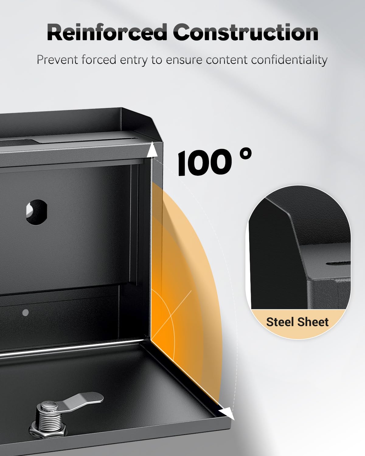 Uniclife Wall Mounted Mailbox with Key Lock & Newspaper Holder, Suggestion Box with Top Slots, Key Drop Box, Safe Lock Box, Metal Donation Box, Ballot Box for Office Business Activity