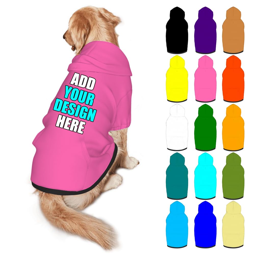Mynvzrk Custom Dog Clothes with Photo Name Logo Personalized Dog Sweaters for Small Medium Large Dogs Breathable Warm, Gold, L