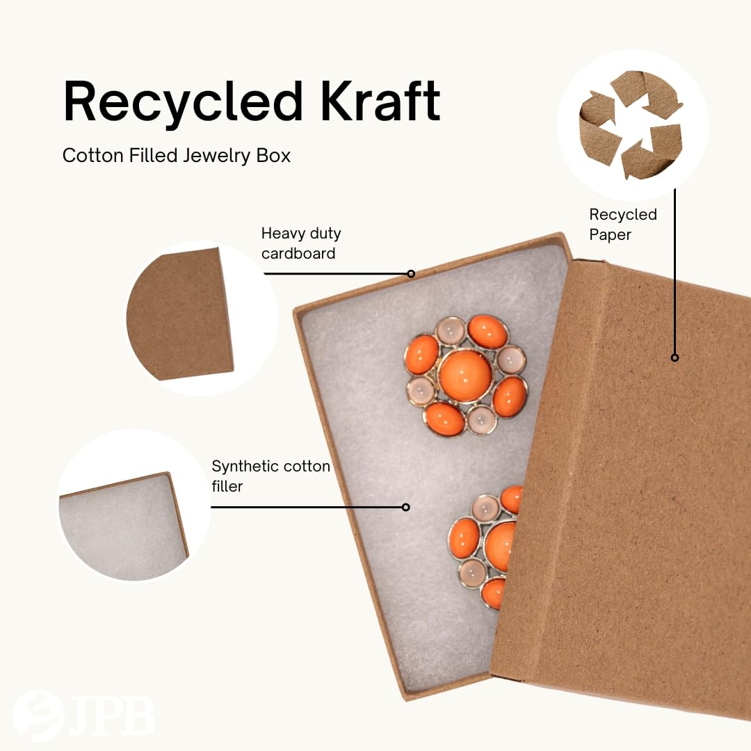 JPB Recycled Kraft Cotton Filled Jewelry Boxes #32 (Case of 100) (3 1/8" x 2 1/8" x 1")