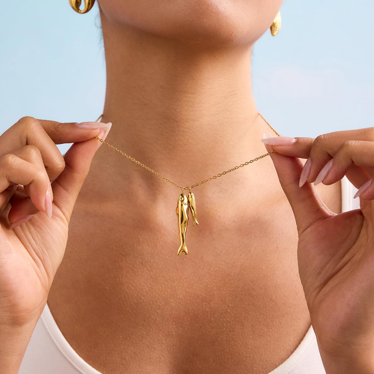 MURNA KARE Beach Necklaces for Women - Fish Pendant Necklace, Waterproof Ocean Summer Beach Jewelry