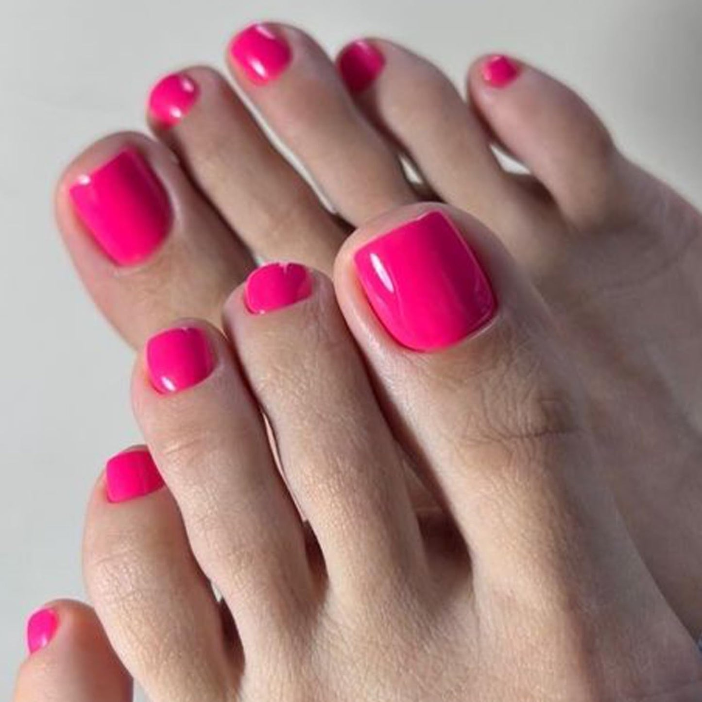 GLAMERMAID Press On Nails Short Squoval with Press on Toenails Sets,Hot Pink 48 Pcs Nails Press Ons,Hand and Toenails Sets for Women