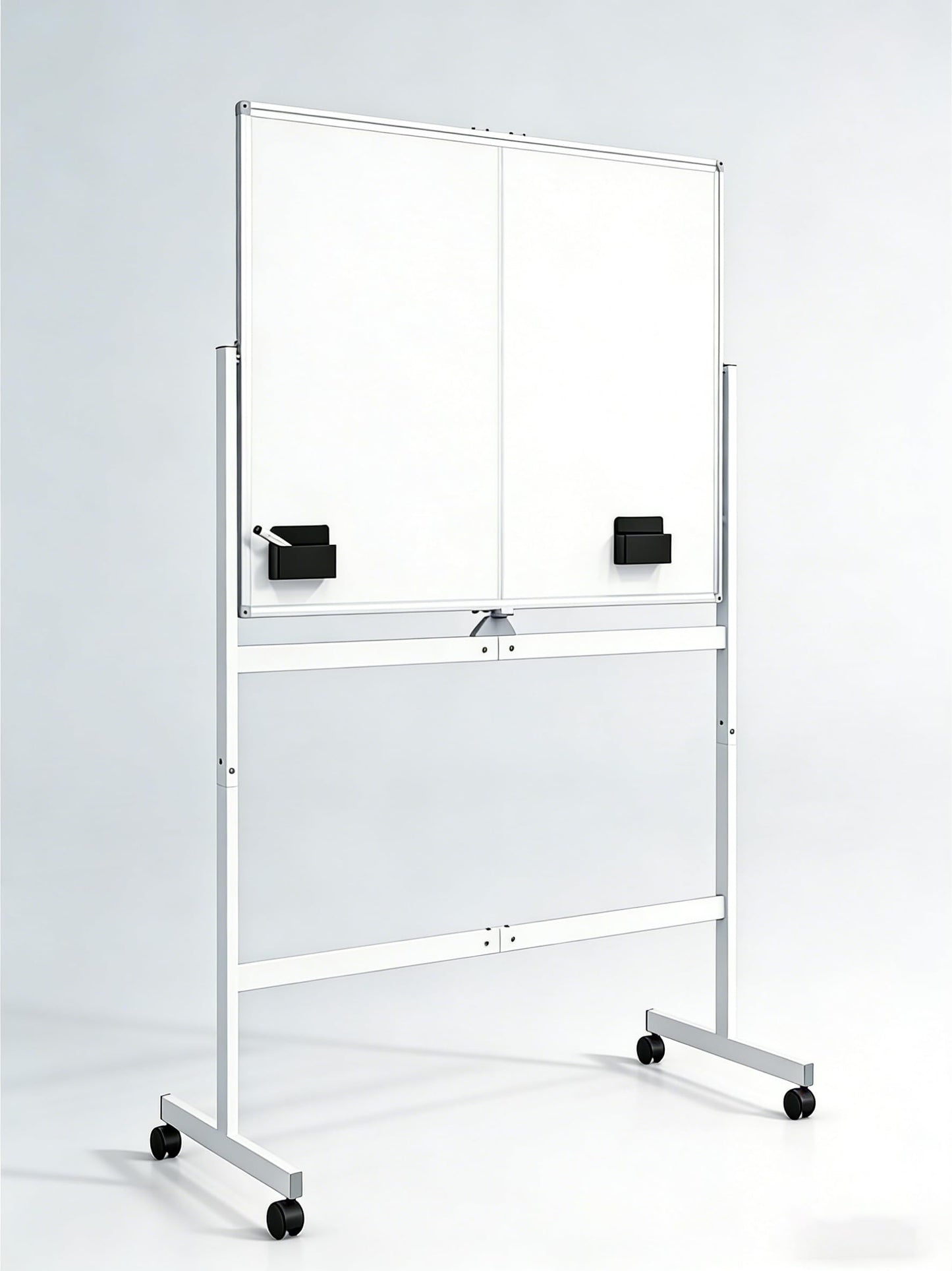 Large Rolling Magnetic Whiteboard on Wheels, 48" x 32" Double-Sided Mobile White Board with Stand, Portable Standing Dry Erase Board Easel with Lockable Wheels for Home Office Classroom School White